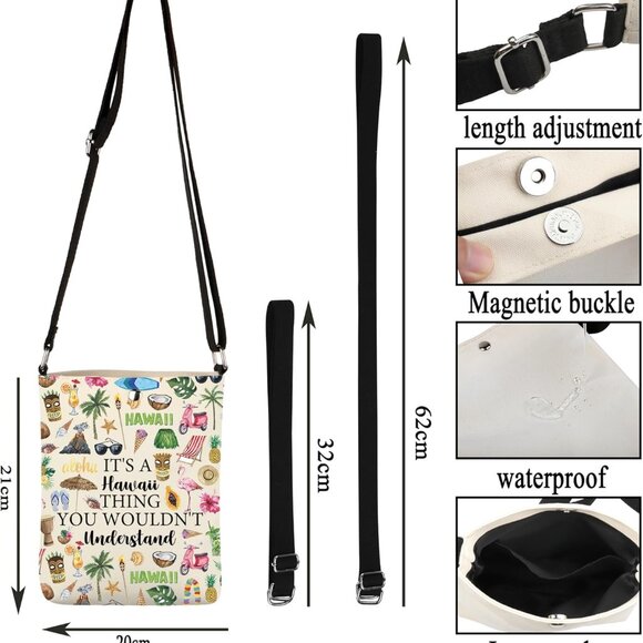 Functional Magnetic Closure Crossbody Bag with Hawaiian Spirit & Versatility - Picture 3 of 7